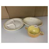 MAYER CHINA OVAL PLATTER, DIVIDED PLATE, YELLOW