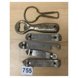 VTG BREWERY ADVERTISING BOTTLE OPENERS, INCLUDES