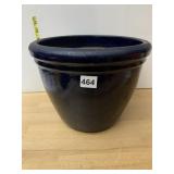 COBALT BLUE GLAZED POTTERY PLANTER, DRAINAGE