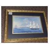 GEORGE ROPES SHIP FRIENDSHIP 1805 PRINT, GOLD