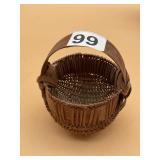 VTG HAND-WOVEN SPLINT BASKET W/ FIXED HANDLE,