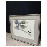 GRAEB SIGNED WINTER LANDSCAPE WATERCOLOR, FRAMED.