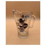 TUBORG GOLD GLASS BEER PITCHER, VIKING GRAPHIC,