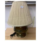 TABLE LAMP, HAMMERED BRASS BASE, PLEATED FABRIC