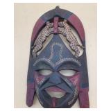 HAND-CARVED WOODEN WALL MASK, PIERCED DESIGN