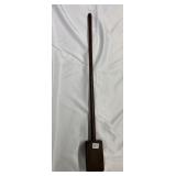 WOODEN MALLET, DARK STAINED WOOD, LONG HANDLE.