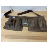 LEATHER TOOL BELT, MULTIPLE POCKETS, RIVETED