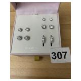 DIAMONIQUE STERLING SILVER EARRING SET, ASSORTED