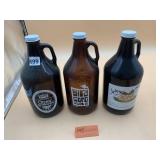 ASSORTED BREWERY GLASS GROWLERS (3), INCLUDES