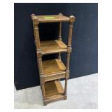 VTG OAK FOUR-TIER ETAGERE, TURNED SPINDLE