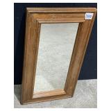 VTG RECTANGULAR WALL MIRROR, WOOD FRAME W/