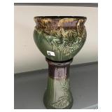VTG MAJOLICA STYLE CERAMIC PEDESTAL PLANTER,