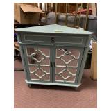 CORNER CABINET, LIGHT BLUE FINISH, SINGLE DRAWER,