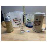 OLD SPICE DECANTER, COORS LIGHT PITCHER, BLUE