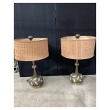 PR VTG MCM TABLE LAMPS, BRASS AND TEXTURED GREY