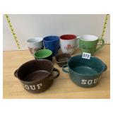 ASSORTED MUGS AND SOUP BOWLS, INCLUDES MULBERRY