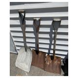 ASSORTED SHOVELS W/ WOODEN HANDLES (3).