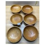 VTG WOOD BOWLS, STACKABLE, LIGHT FINISH, MARKED