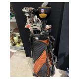 POSITION GOLF BAG W/ ASSORTED CLUBS, INCLUDES