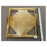 BAMBOO SERVING TRAY, SQUARE, CUTOUT CORNERS.