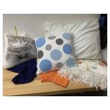 CAT PRINT PILLOW, BOUCLAIR POLKA DOT PILLOW,