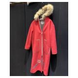 MACPHEE WORKSHOP HAND CRAFTED WOOL COAT, RED W/