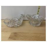 CUT GLASS SERVING DISHES (2), DIAMOND PATTERN,