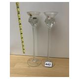 PR CLEAR GLASS CANDLESTICKS, TWISTED STEMS,