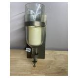 WALL-MOUNTED CANDLE SCONCE, METAL BACKPLATE,
