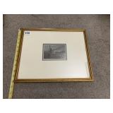 VTG ENGRAVING, AT THE LOCK, FRAMED AND MATTED.