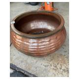 GLAZED TERRACOTTA PLANTER, ROUND, WAVY TEXTURED