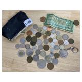 ASSORTED WORLD COINS AND CURRENCY, INCLUDES