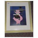 RGM ART PRINT, PIG PILOT W/ JET FIGHTER, FRAMED.