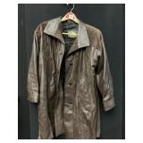LA PELLE KARPETA LEATHER AND SUEDE COAT, BROWN,