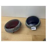 VTG METAL LIGHT LENSES, RED AND BLUE (2).