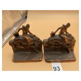 VTG CAST IRON BUCKING BRONCO BOOKENDS, PR,