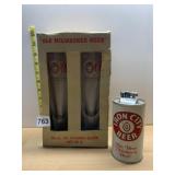 OLD MILWAUKEE BEER PILSNER GLASSES (2) NIB, IRON