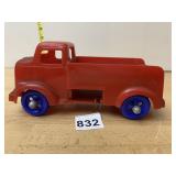 IDEAL PLASTIC TRUCK, RED CAB AND BED, BLUE