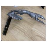 VTG METAL GREYHOUND HOOD ORNAMENT, RUNNING POSE,