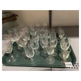 ASSORTED CLEAR GLASS STEMWARE, VARIOUS SIZES AND