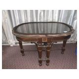 VTG OVAL COFFEE TABLE, WOOD CONSTRUCTION, INSET