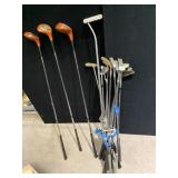 ASSORTED GOLF CLUBS, WOODS (3), PUTTERS (8), INCL
