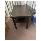 WOOD SIDE TABLE W/ LOWER SHELF.