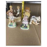 VTG PORCELAIN FIGURINES, CHILDREN AND ANIMAL
