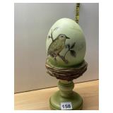DECORATIVE EGG ON NEST STAND, BIRD AND FLORAL