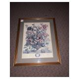 VTG BOTANICAL PRINT, APRIL, FLORAL ARRANGEMENT IN