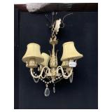 VTG CHANDELIER, THREE-LIGHT, CREAM FINISH W/ GILT