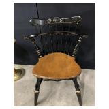 ETHAN ALLEN VTG WINDSOR ARMCHAIR, BLACK FINISH W/