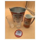 BUDWEISER METAL ICE BUCKET, BUDWEISER PINT
