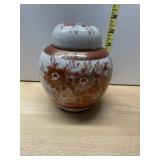 JAPANESE SATSUMA STYLE GINGER JAR, CRACKLE GLAZE,